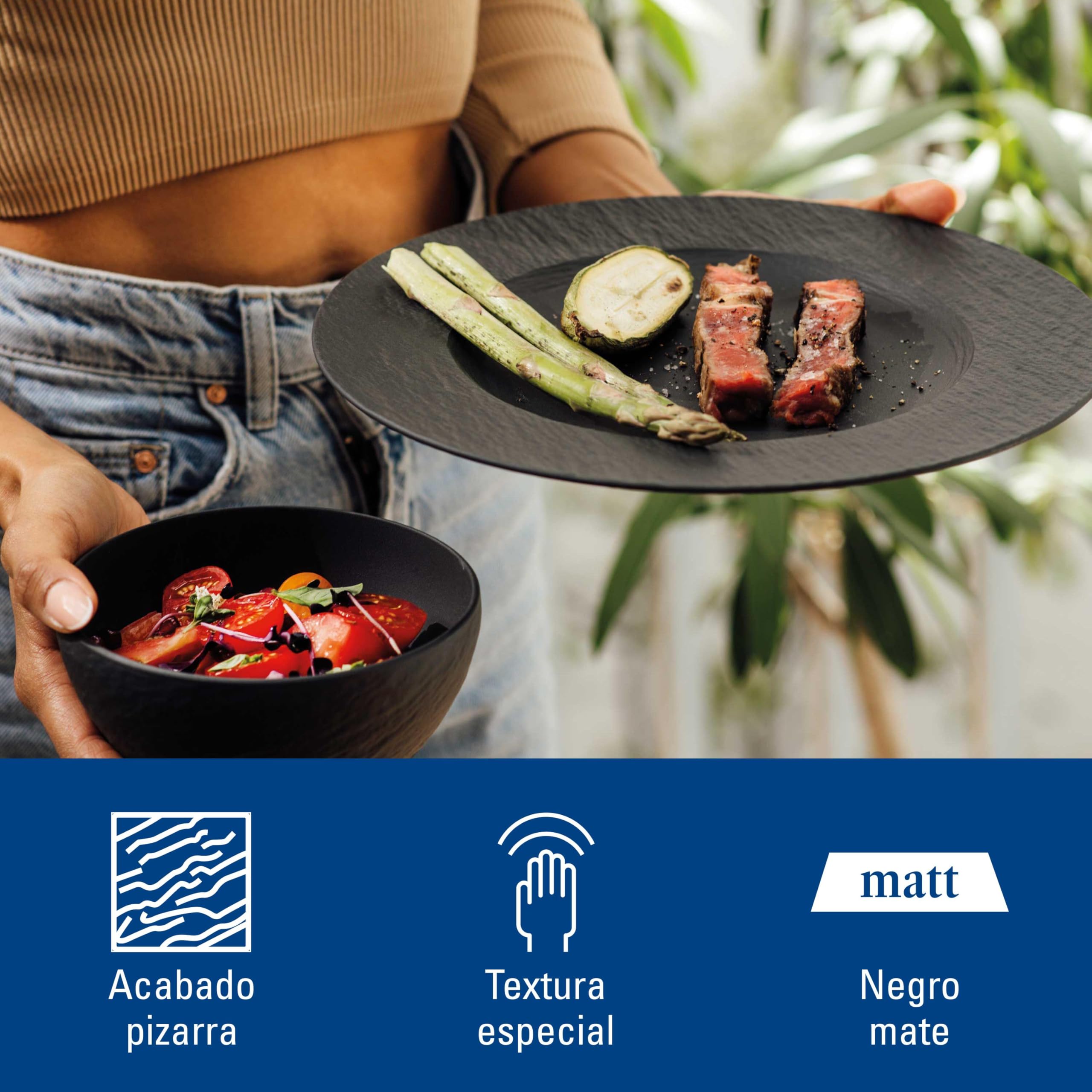 Villeroy & Boch - Manufacture Set Básico 6 Piezas Negro, Apto para